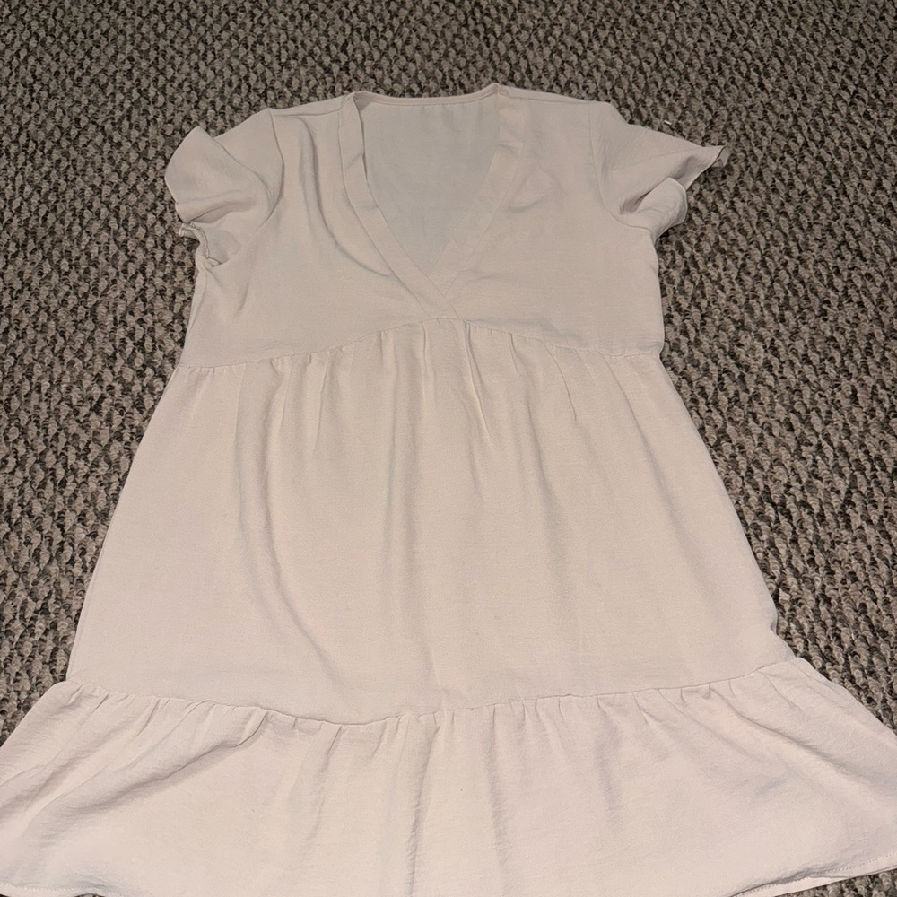 Beige V-Neck Dress